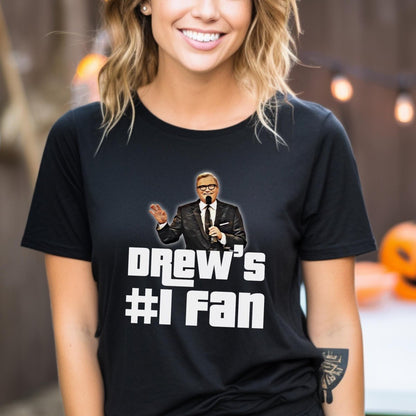 Drew's Number One Fan Price is Right Shirt, Funny Retro Game Show Contestant Tee - Black - XS -