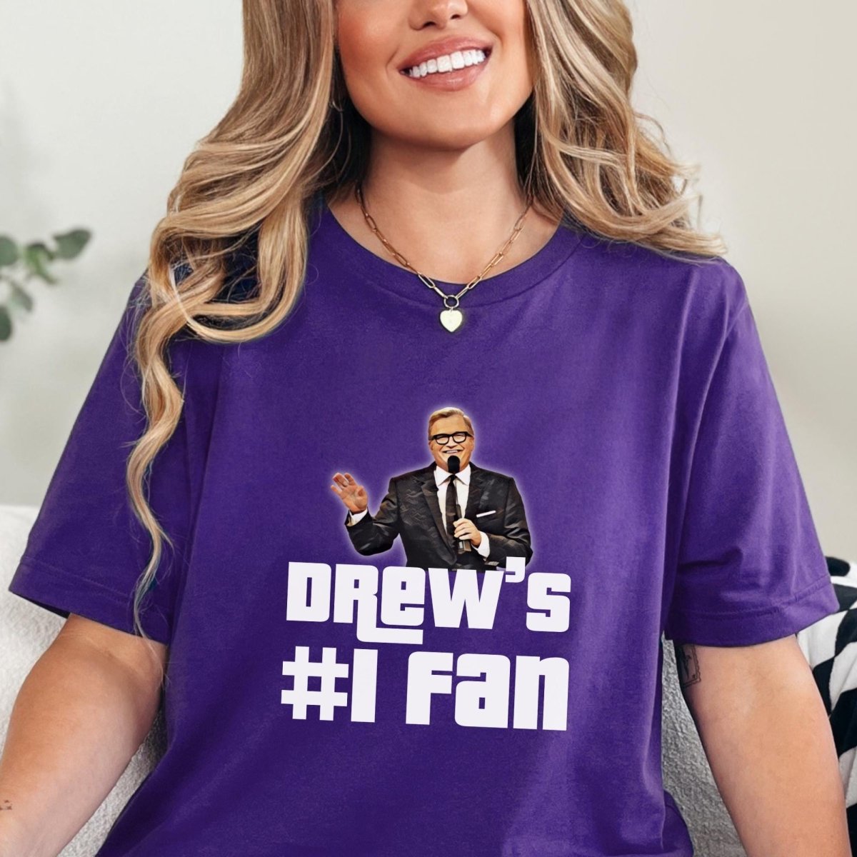 Drew's Number One Fan Price is Right Shirt, Funny Retro Game Show Contestant Tee - Team Purple - XS -