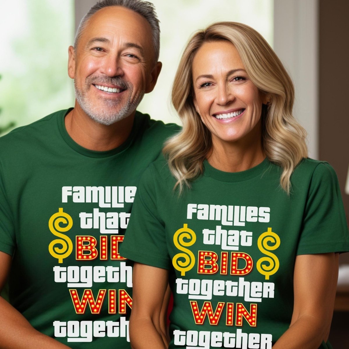 Families That Bid Together Win Together Price is Right Group Shirt, Retro Game Night Tee - Kelly - XS -