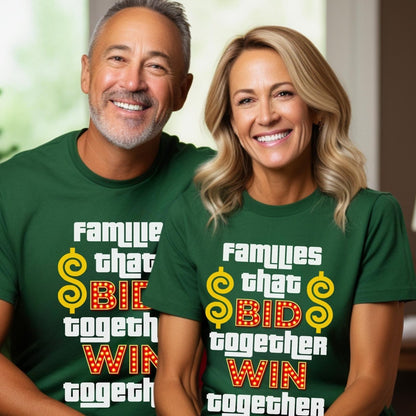Families That Bid Together Win Together Price is Right Group Shirt, Retro Game Night Tee - Kelly - XS -