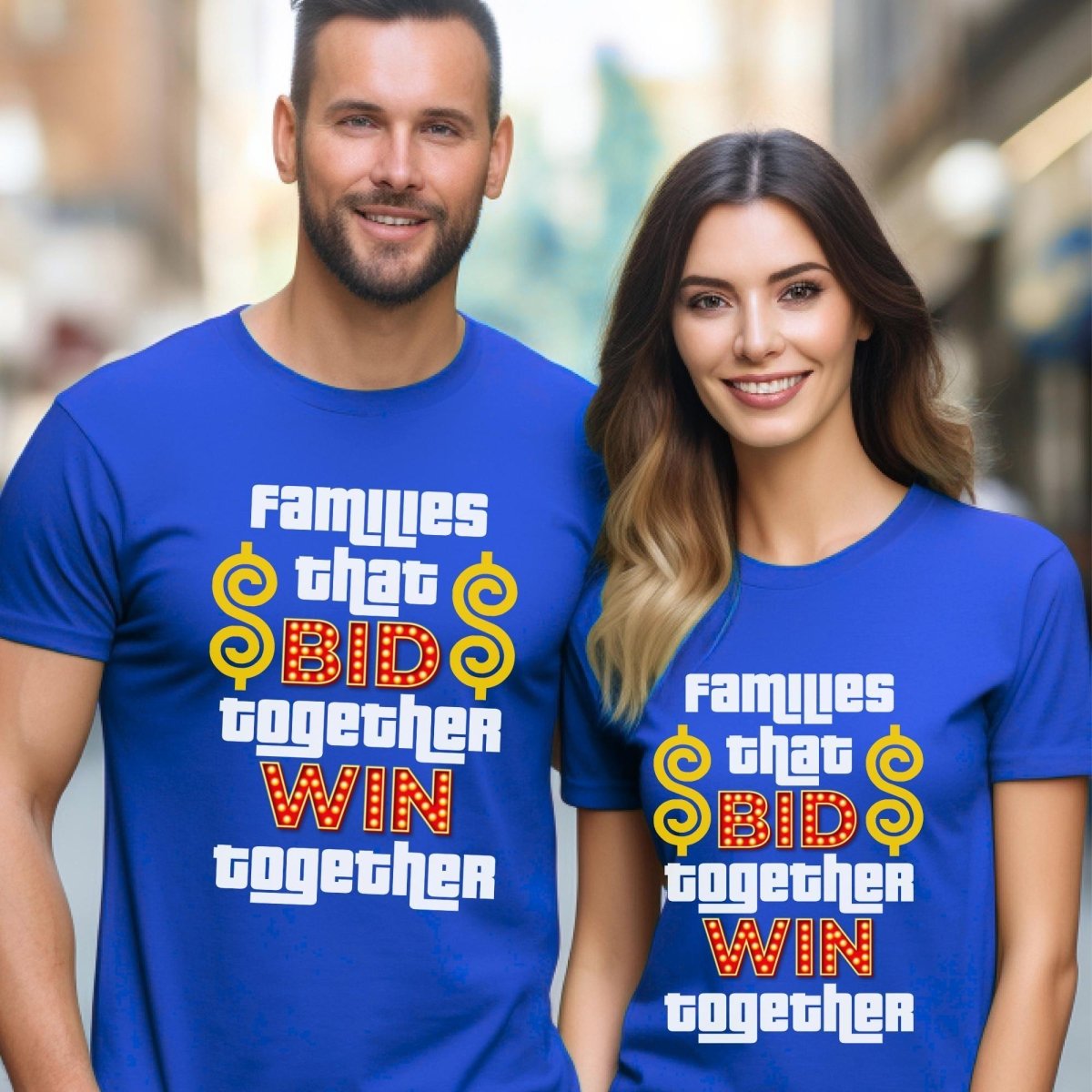 Families That Bid Together Win Together Price is Right Group Shirt, Retro Game Night Tee - True Royal - XS -