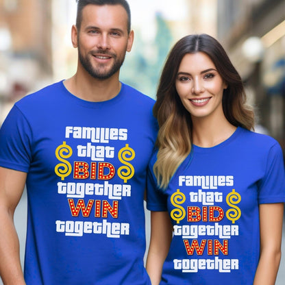 Families That Bid Together Win Together Price is Right Group Shirt, Retro Game Night Tee - True Royal - XS -