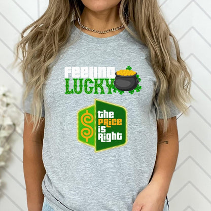 Feeling Lucky Price is Right Shirt, St Patricks Day Fan Tee Gift - Athletic Heather - XS -