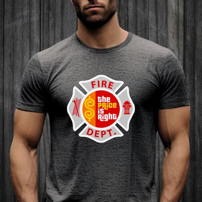Firefighter EMT Price is Right Emblem Shirt, Hero First Responder Gift - Dark Grey Heather - XS -