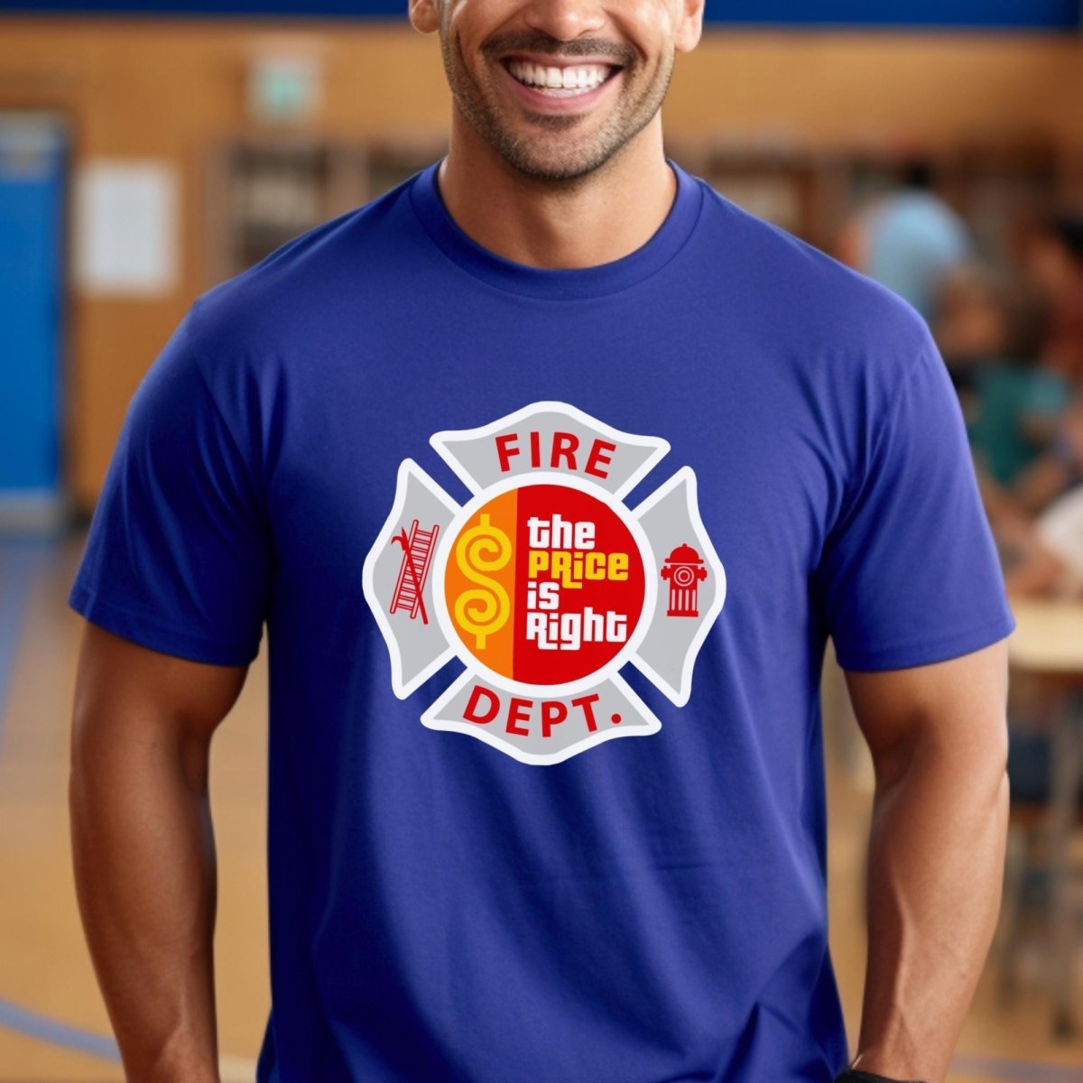Firefighter EMT Price is Right Emblem Shirt, Hero First Responder Gift - True Royal - XS -