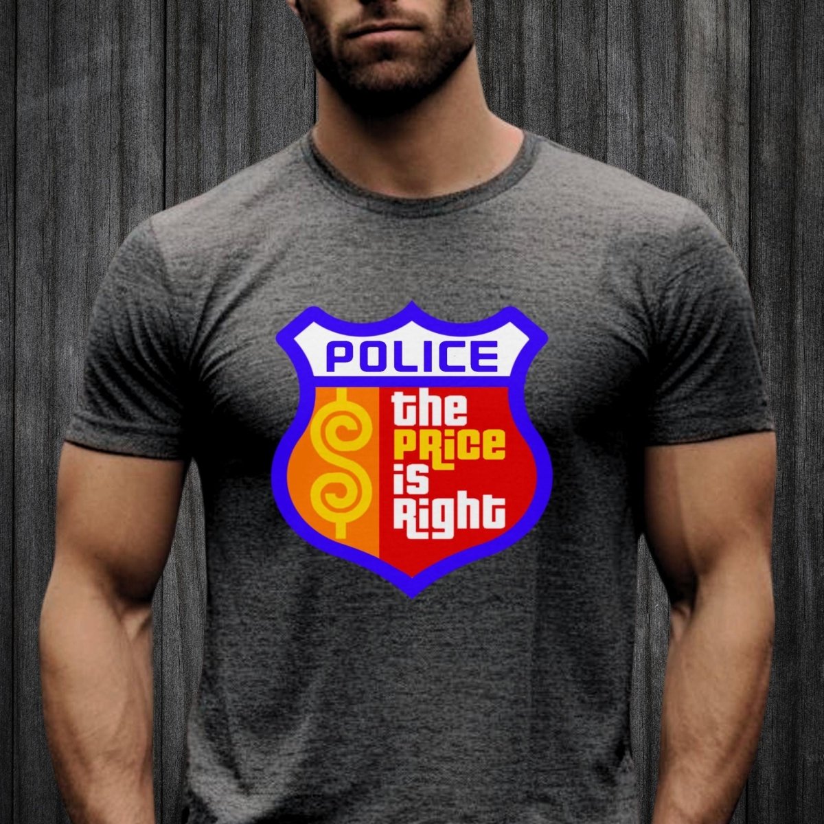 First Responder Police Price is Right Emblem Shirt, Police Officer Contestant Gift Tee - Dark Grey Heather - XS -