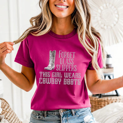 Forget Glass Slippers This Girl Wears Cowboy Boots Cinderella Shirt, Funny Cowgirl Shirt for Women - Berry - XS -
