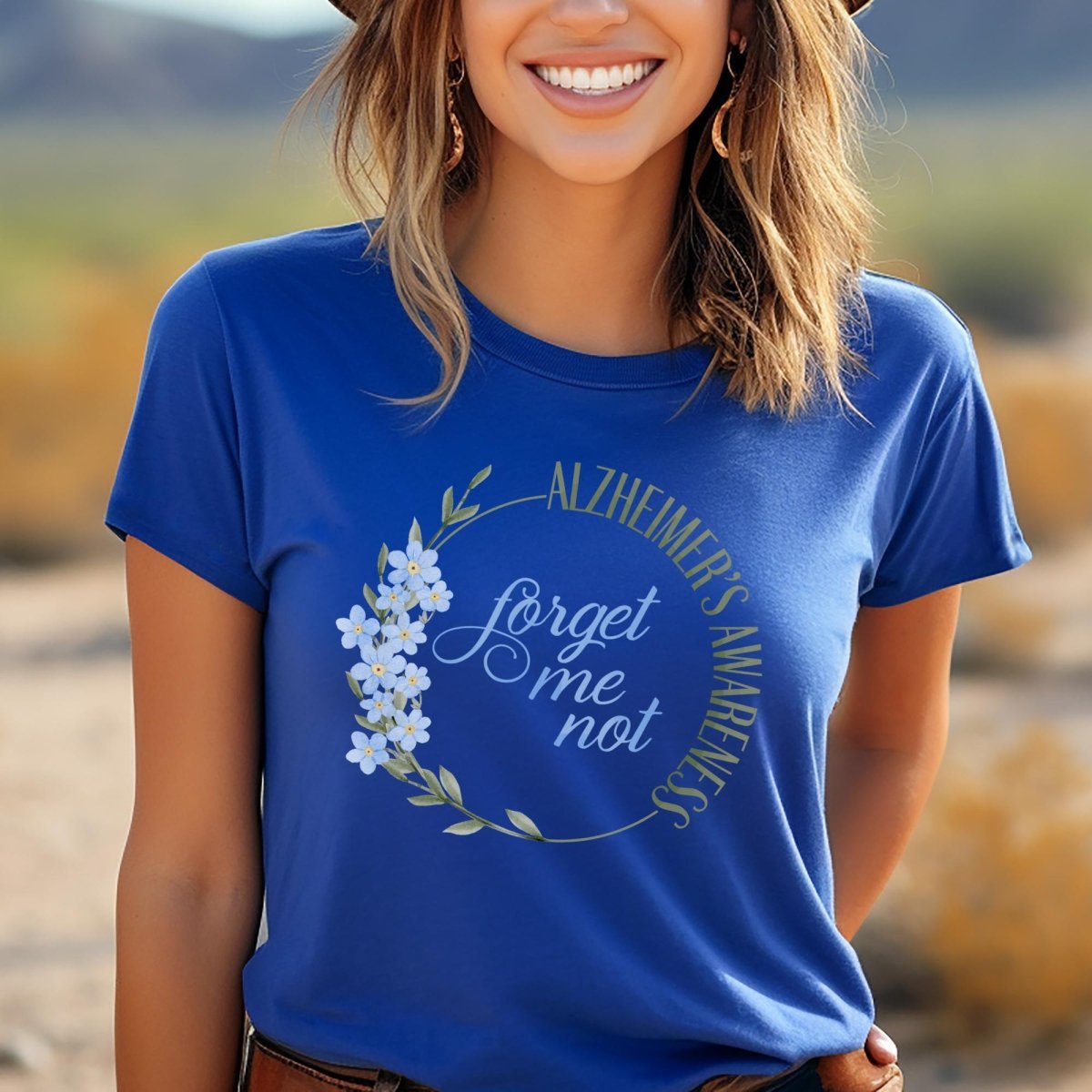 Forget Me Not Alzheimers Awareness Shirt, End Alz Tee Gift - True Royal - XS -
