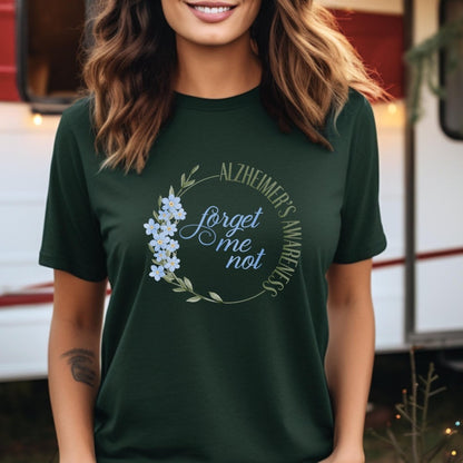 Forget Me Not Alzheimers Awareness Shirt, End Alz Tee Gift - Forest - XS -