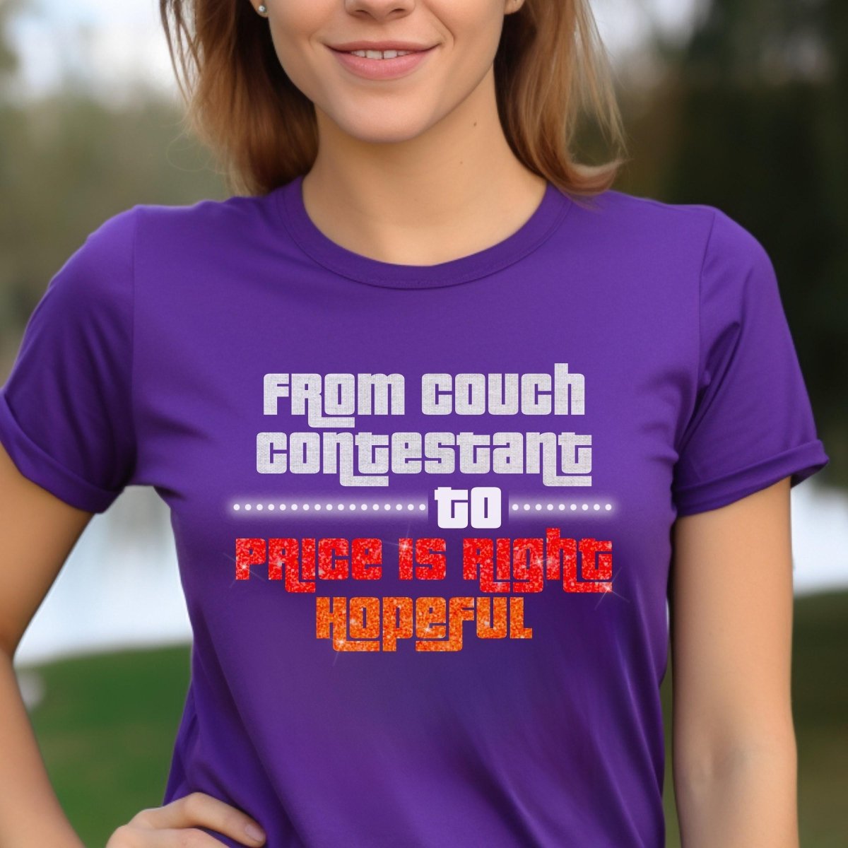 From Couch Contestant to Price is Right Hopeful Price is Right Shirt - Team Purple - XS -