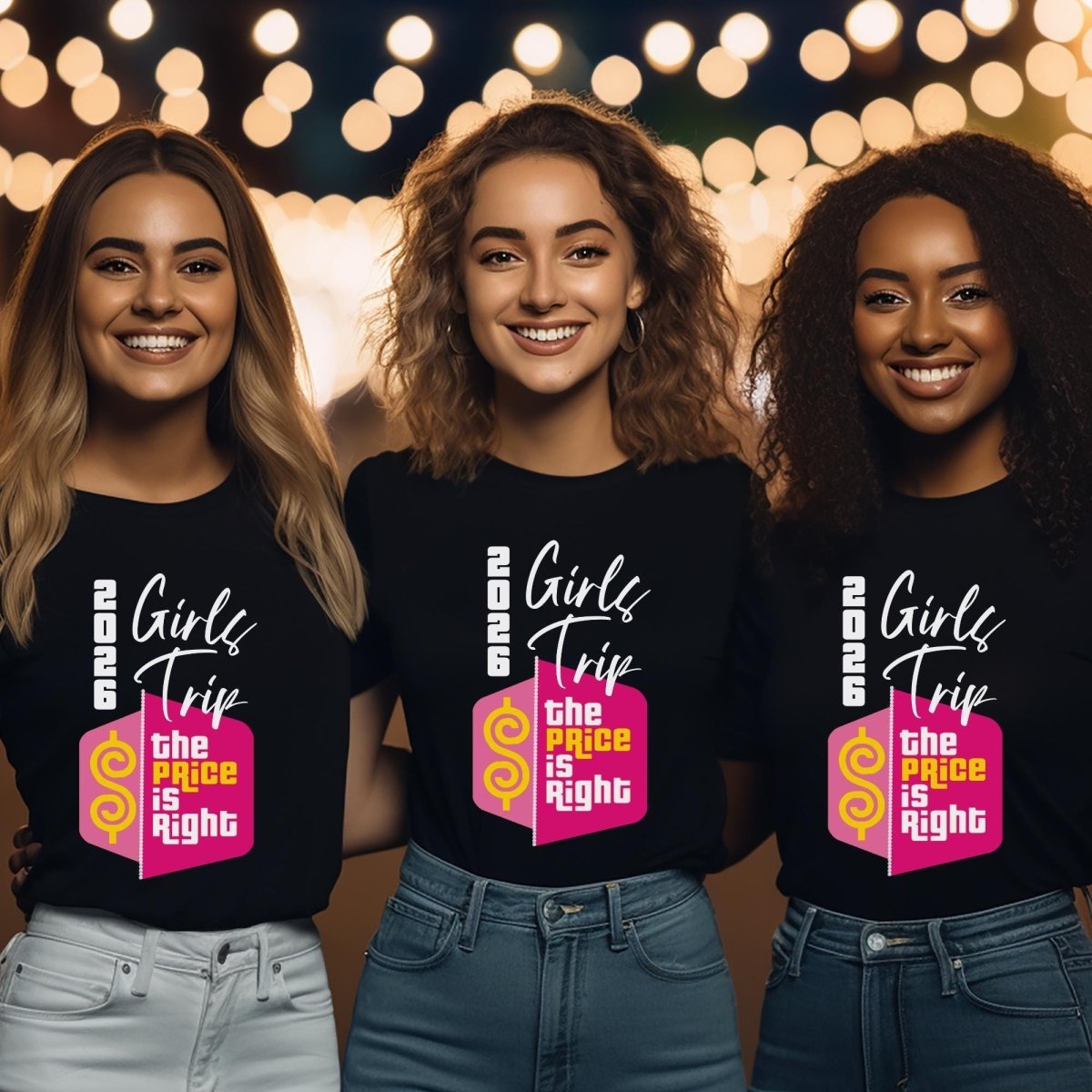 Girls Trip Price is Right Shirt, Pink Logo Group Tee, Bachelorette Party Gift - Black - XS -