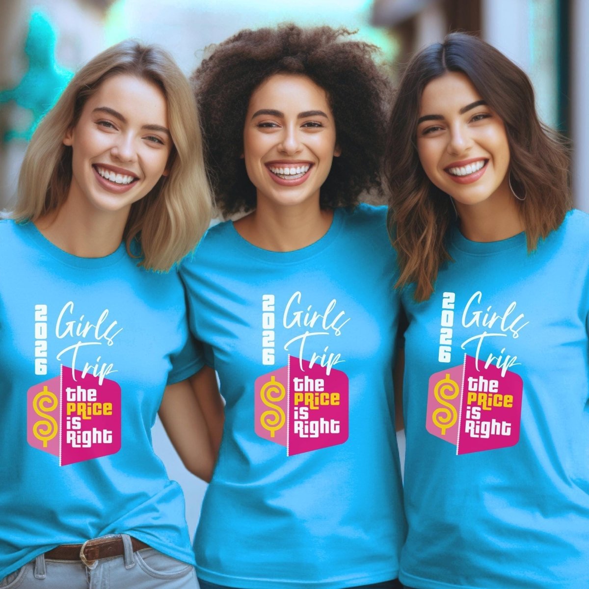 Girls Trip Price is Right Shirt, Pink Logo Group Tee, Bachelorette Party Gift - Aqua - XS -