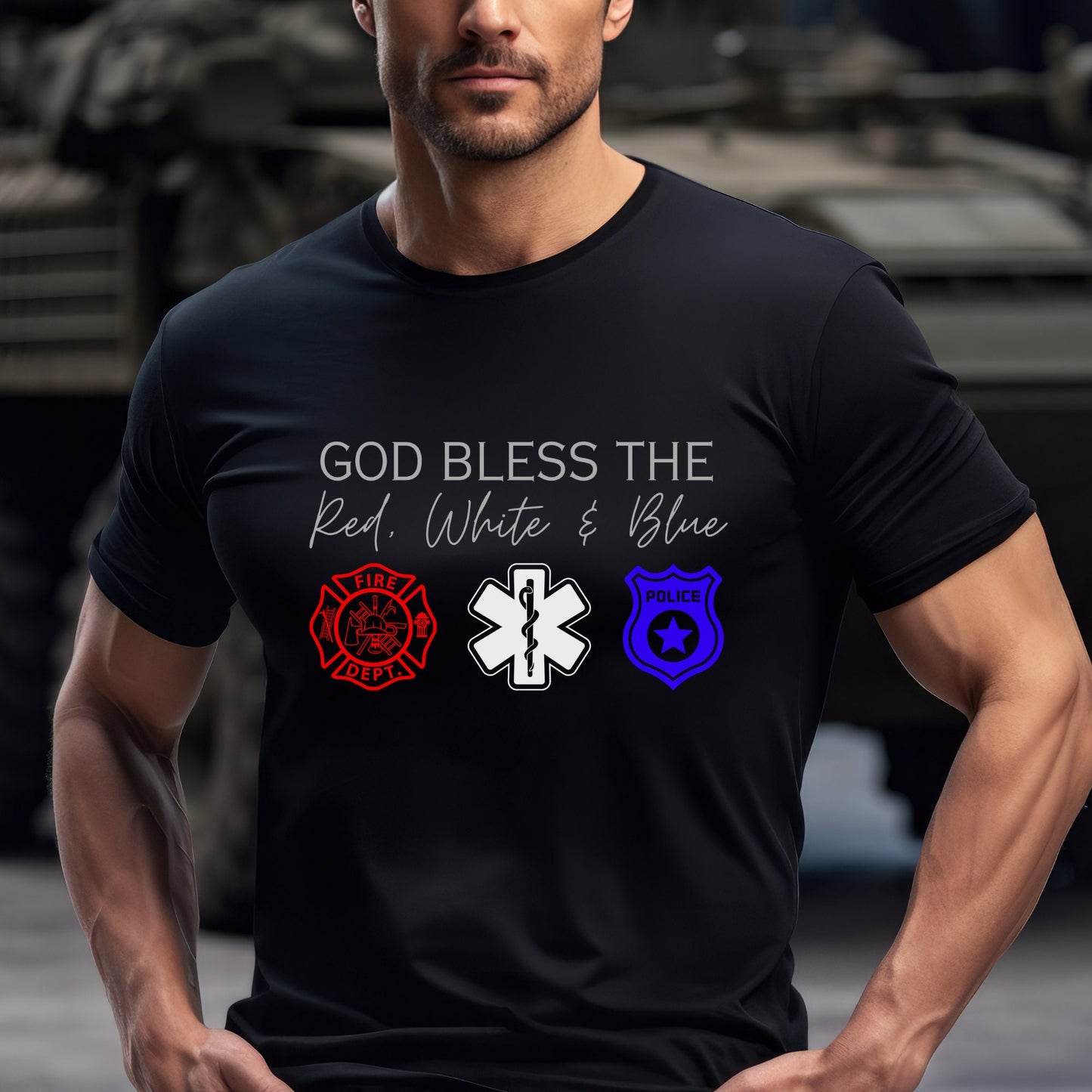 God Bless America Shirt in Black for first responder gift shirt