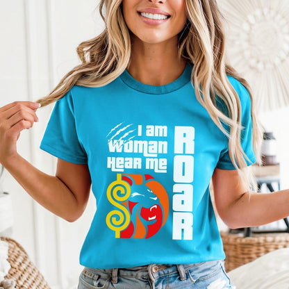 I Am Woman Hear Me Roar Price is Right Lion's Share Shirt - Aqua - XS -