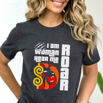 I Am Woman Hear Me Roar Price is Right Lion's Share Shirt - Dark Grey Heather - XS -