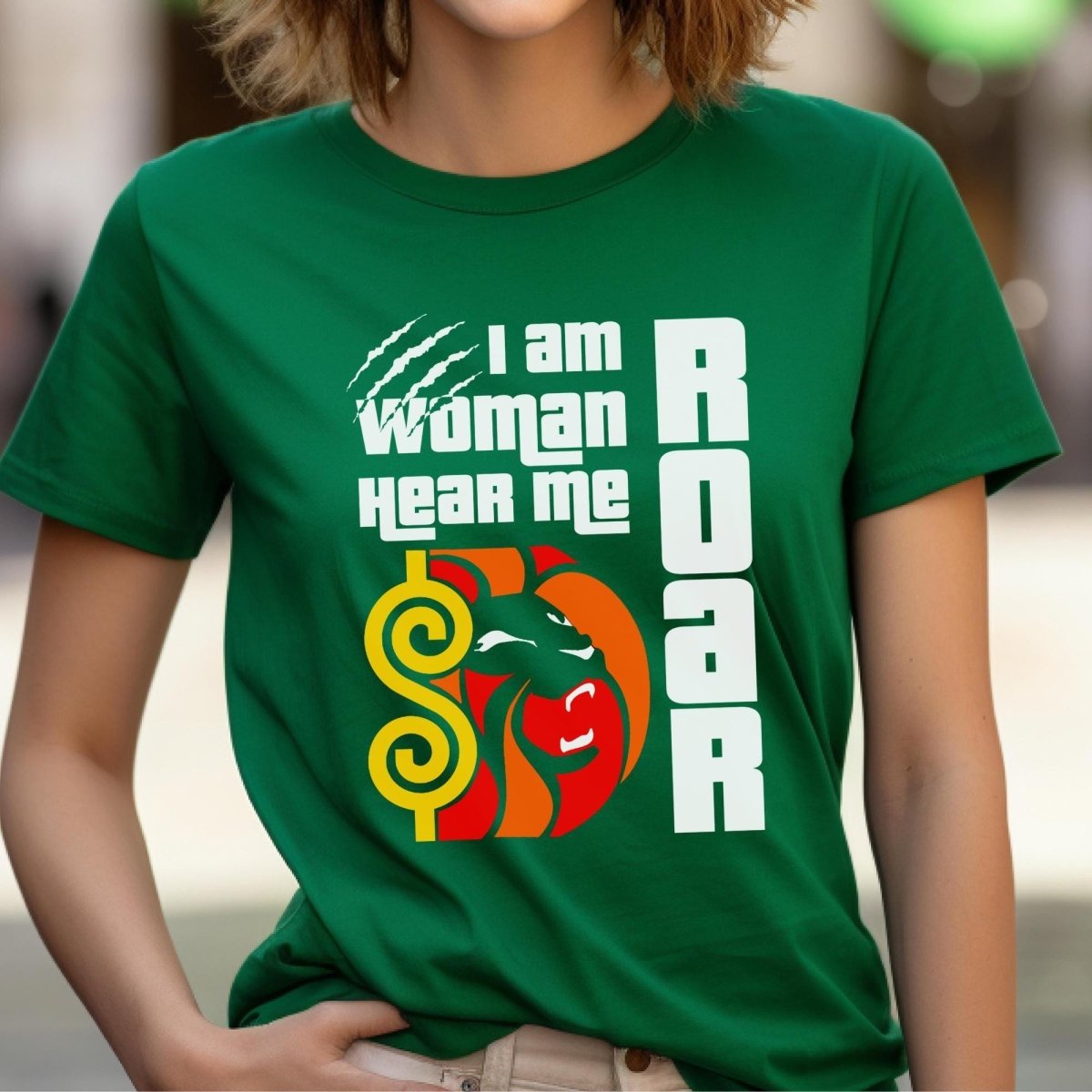 I Am Woman Hear Me Roar Price is Right Lion's Share Shirt - Kelly - XS -