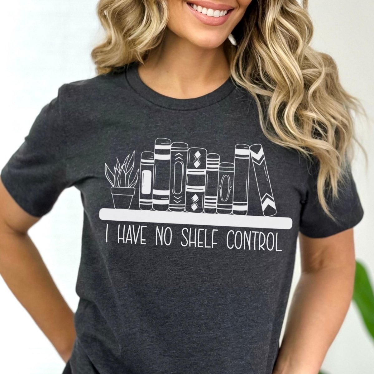 I Have No Shelf Control Book Lover Shirt, Bookish Reader Gift - Dark Grey Heather - XS -