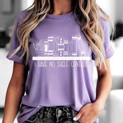 I Have No Shelf Control Book Lover Shirt, Bookish Reader Gift - Heather Team Purple - XS -