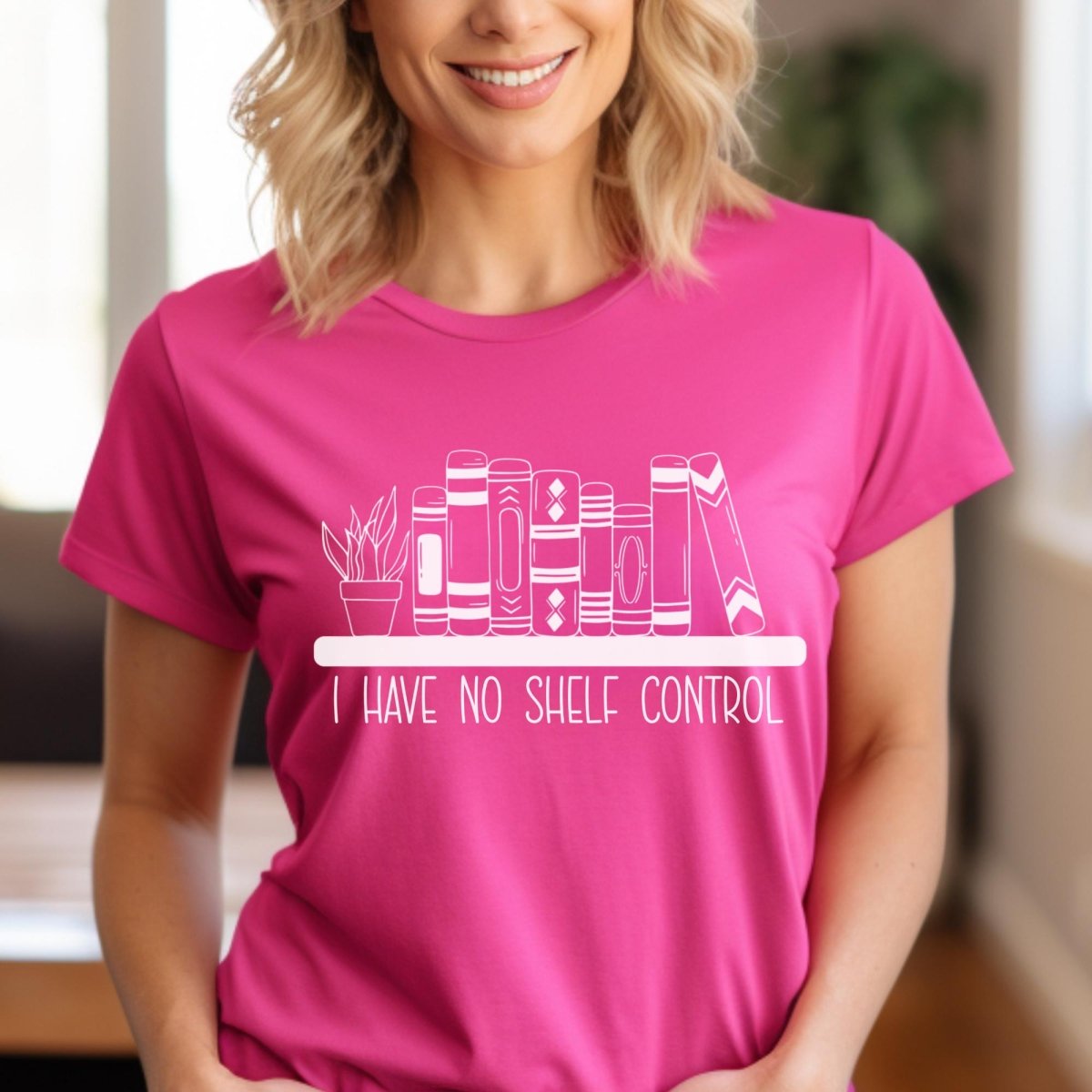I Have No Shelf Control Book Lover Shirt, Bookish Reader Gift - Berry - XS -