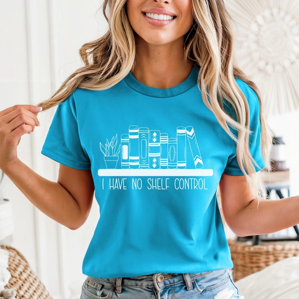 I Have No Shelf Control Book Lover Shirt, Bookish Reader Gift - Aqua - XS -