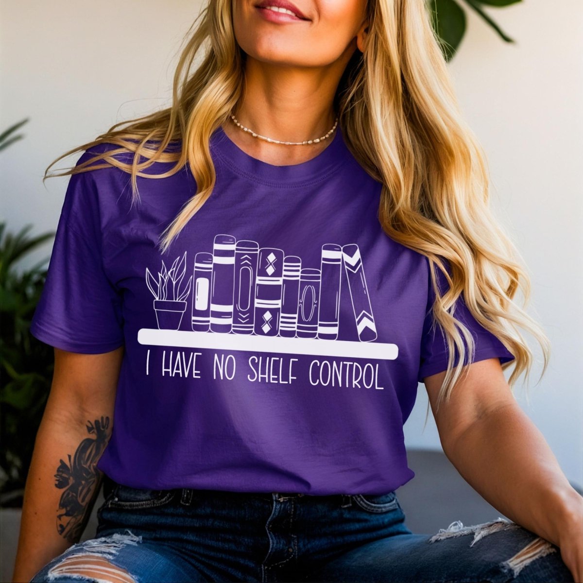 I Have No Shelf Control Book Lover Shirt, Bookish Reader Gift - Team Purple - XS -