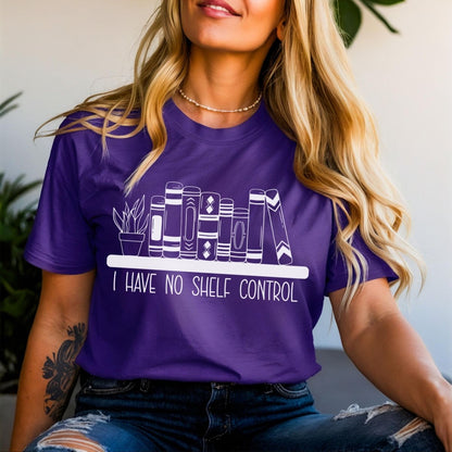 I Have No Shelf Control Book Lover Shirt, Bookish Reader Gift - Team Purple - XS -