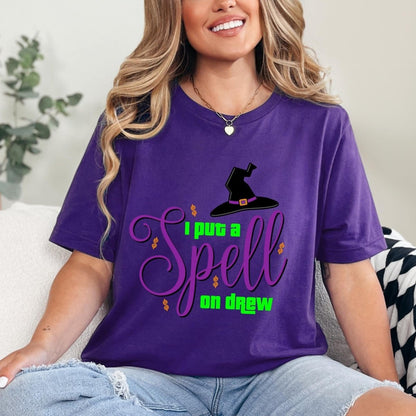 I Put a Spell on Drew Price is Right Shirt, Hocus Pocus Halloween Tee, Witchy Fan Gift - Team Purple - XS -