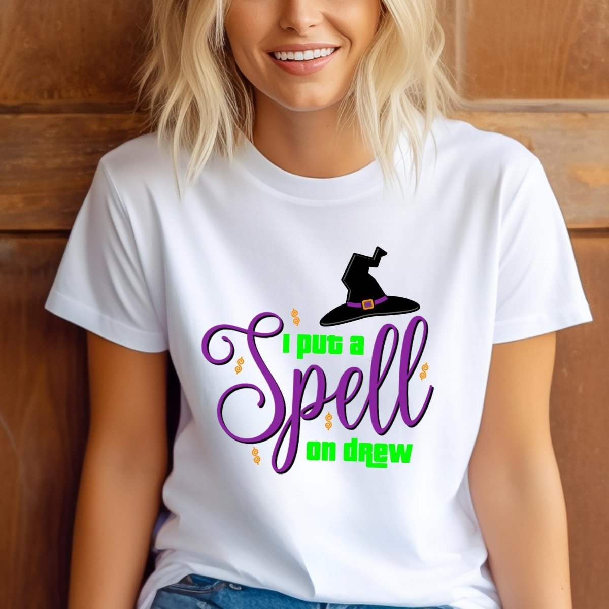 I Put a Spell on Drew Price is Right Shirt, Hocus Pocus Halloween Tee, Witchy Fan Gift - White - XS -