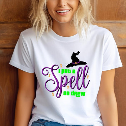 I Put a Spell on Drew Price is Right Shirt, Hocus Pocus Halloween Tee, Witchy Fan Gift - White - XS -