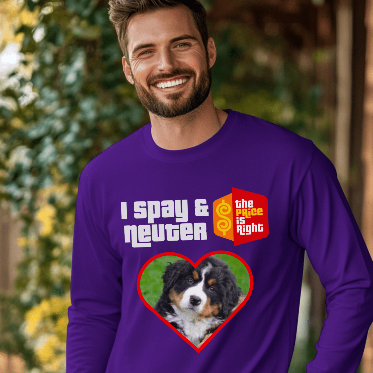 I Spay & Neuter Personalized Photo Price is Right Shirt for Dog & Cat Owners - Purple - S - Long