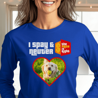I Spay & Neuter Personalized Photo Price is Right Shirt for Dog & Cat Owners - Blue - S - Long