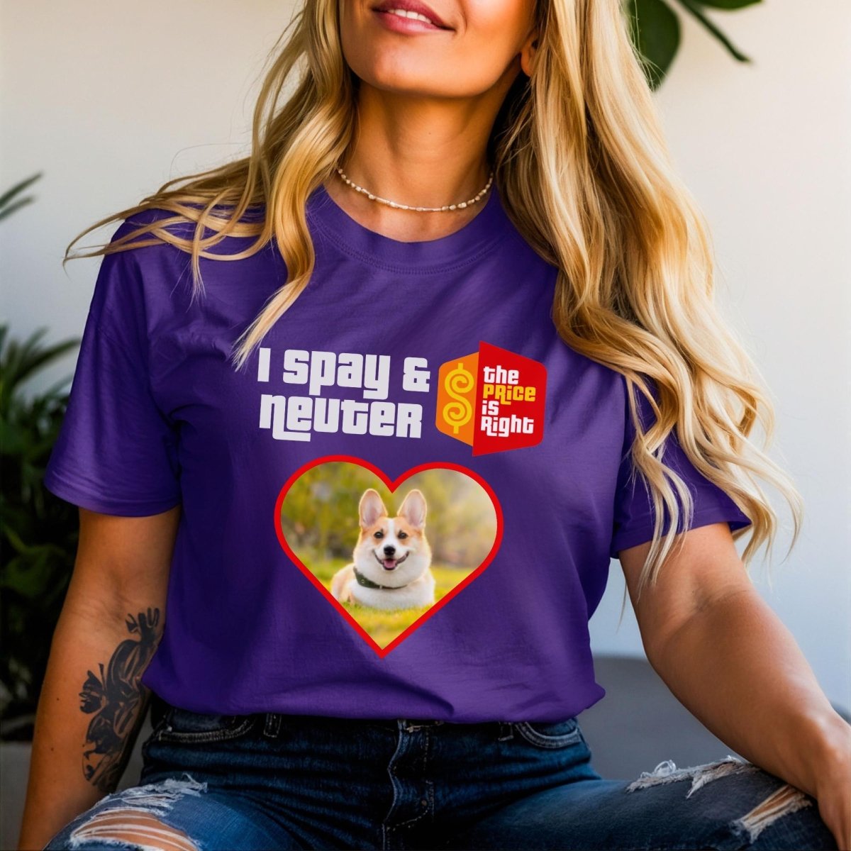 I Spay & Neuter Personalized Photo Price is Right Shirt for Dog & Cat Owners - Purple - XS - Short