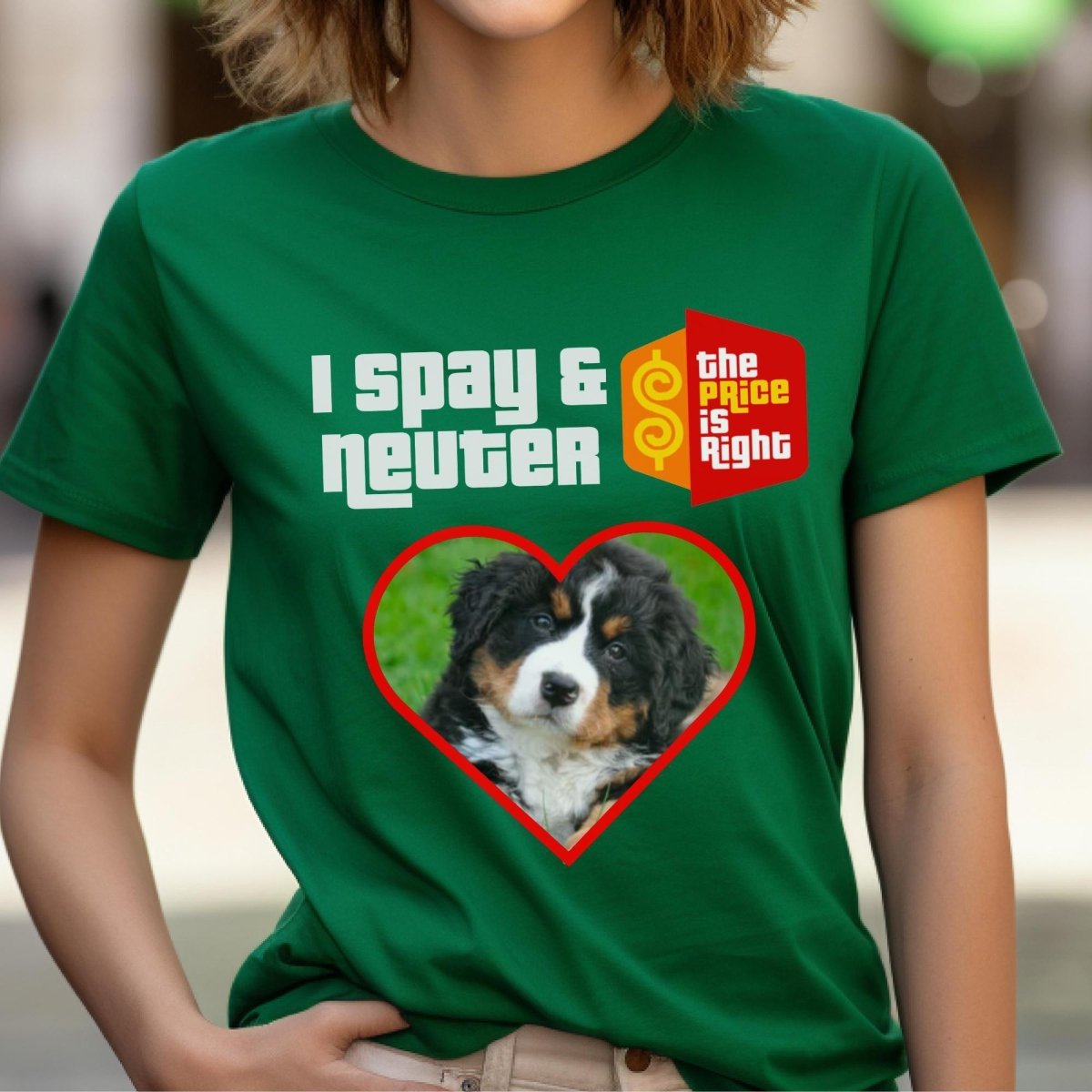 I Spay & Neuter Personalized Photo Price is Right Shirt for Dog & Cat Owners - Green - XS - Short