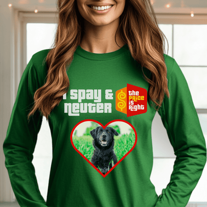 I Spay & Neuter Personalized Photo Price is Right Shirt for Dog & Cat Owners - Green - S - Long