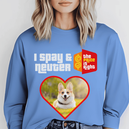 I Spay & Neuter Personalized Photo Price is Right Shirt for Dog & Cat Owners - Carolina Blue - S - Long