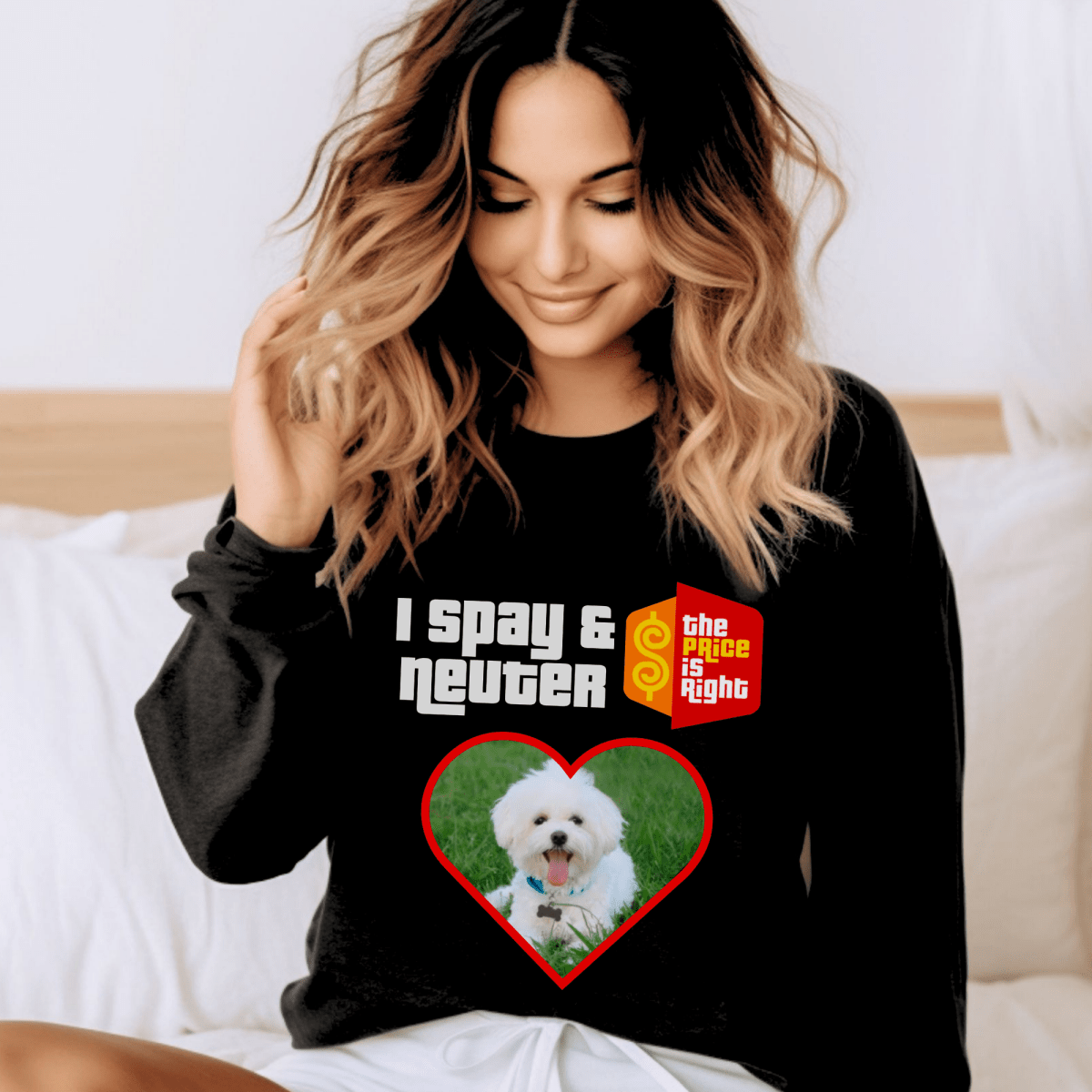 I Spay & Neuter Personalized Photo Price is Right Shirt for Dog & Cat Owners - Black - S - Long