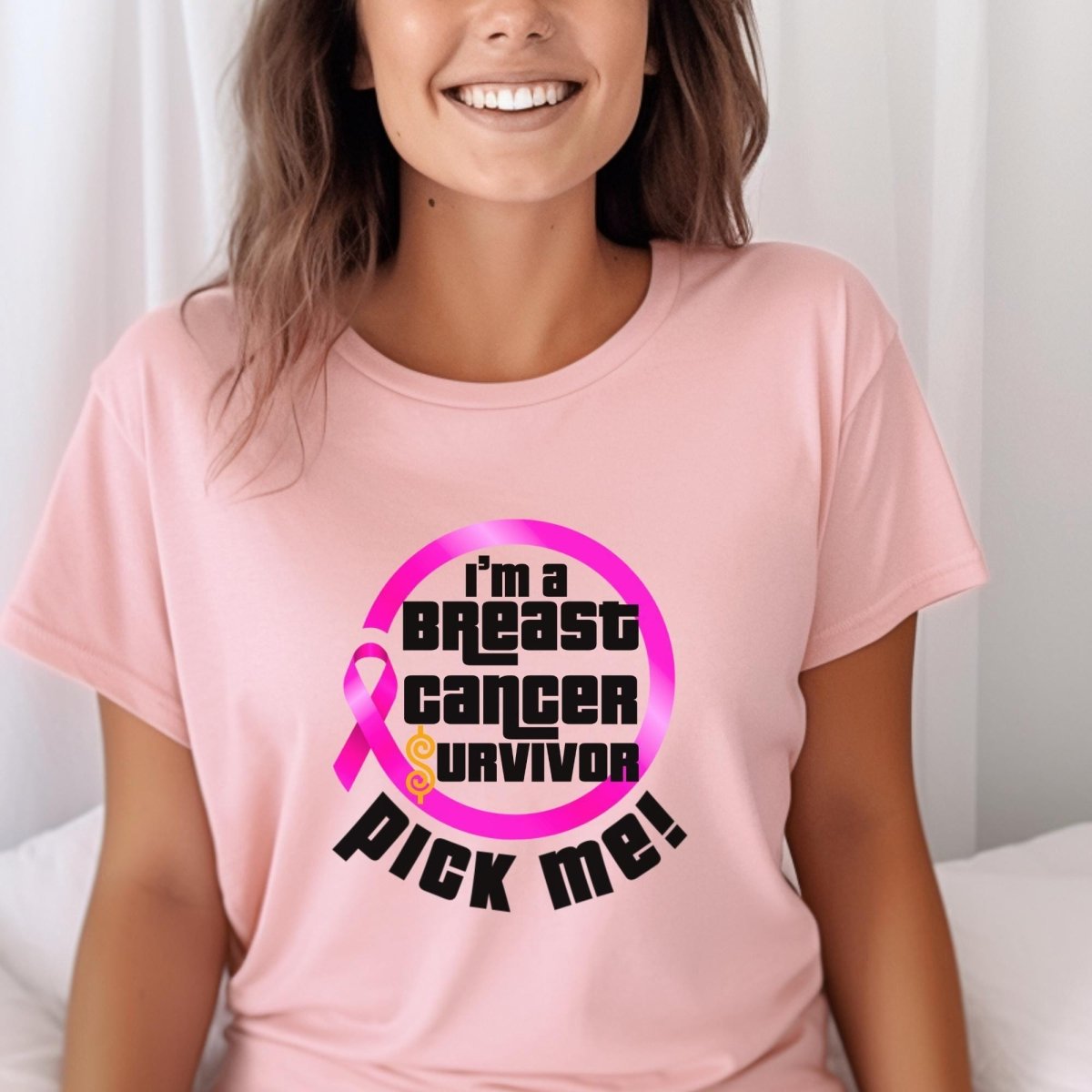 I'm a Breast Cancer Survivor, Pick Me Price is Right Shirt, Pink Ribbon Tee, Fan Gift - Pink - XS -