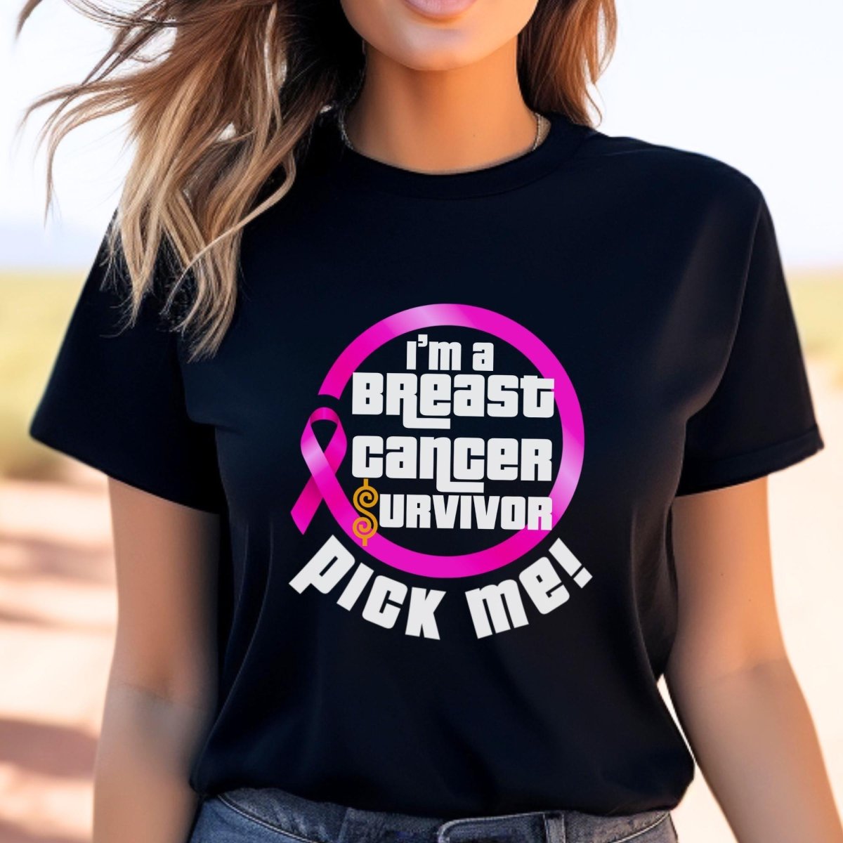I'm a Breast Cancer Survivor, Pick Me Price is Right Shirt, Pink Ribbon Tee, Fan Gift - Black - XS -