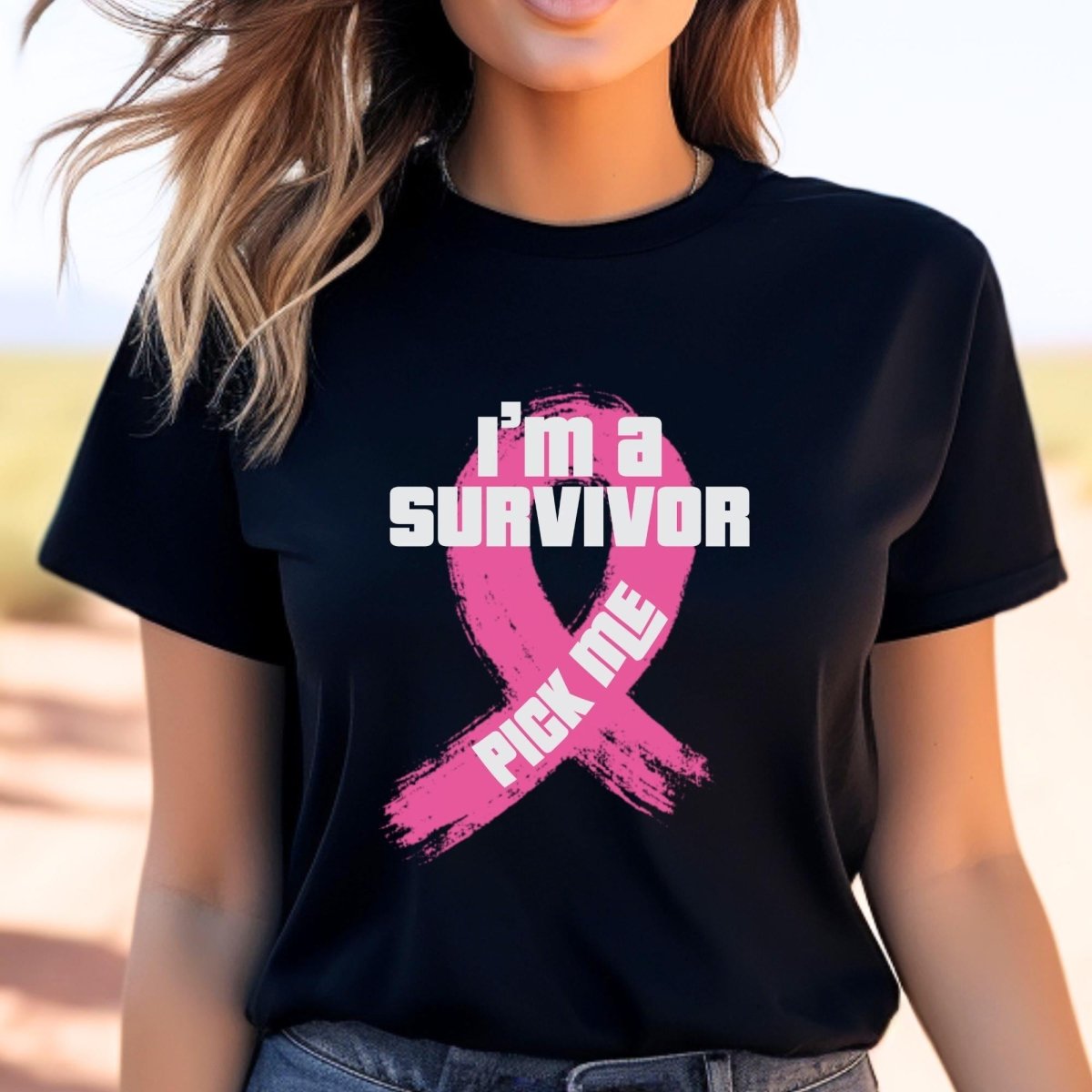 I'm a Survivor Pick Me Price is Right Breast Cancer Awareness Shirt, Pink Ribbon Design - Black - XS -