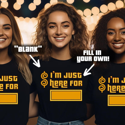 I'm Just Here For Price is Right Personalized Group Shirt, Game Night Squad Gift - Black - XS -