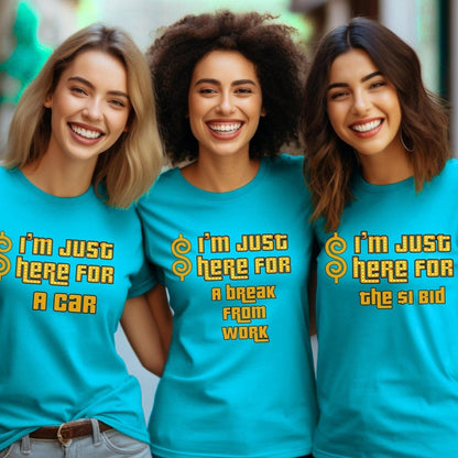 I'm Just Here For Price is Right Personalized Group Shirt, Game Night Squad Gift - Aqua - XS -
