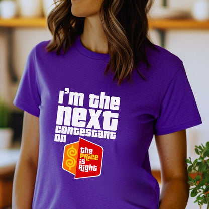 I'm the Next Contestant on the Price is Right Shirt, Retro Game Show Tee - Team Purple - XS -