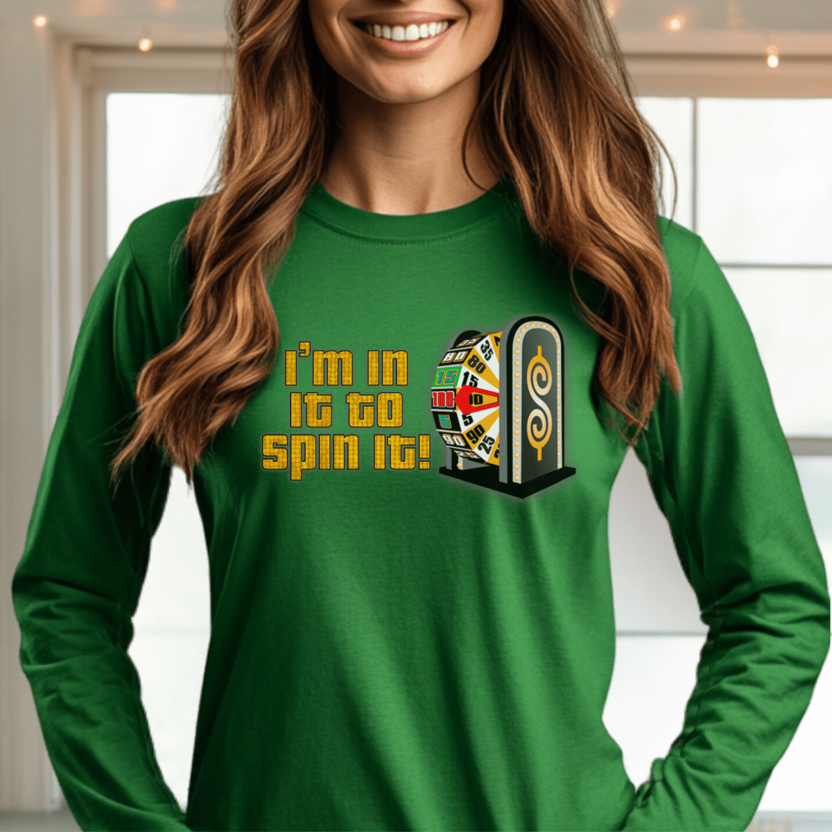 In It to Spin It Price is Right Shirt for Fans of the Big Wheel - Green - S - Long