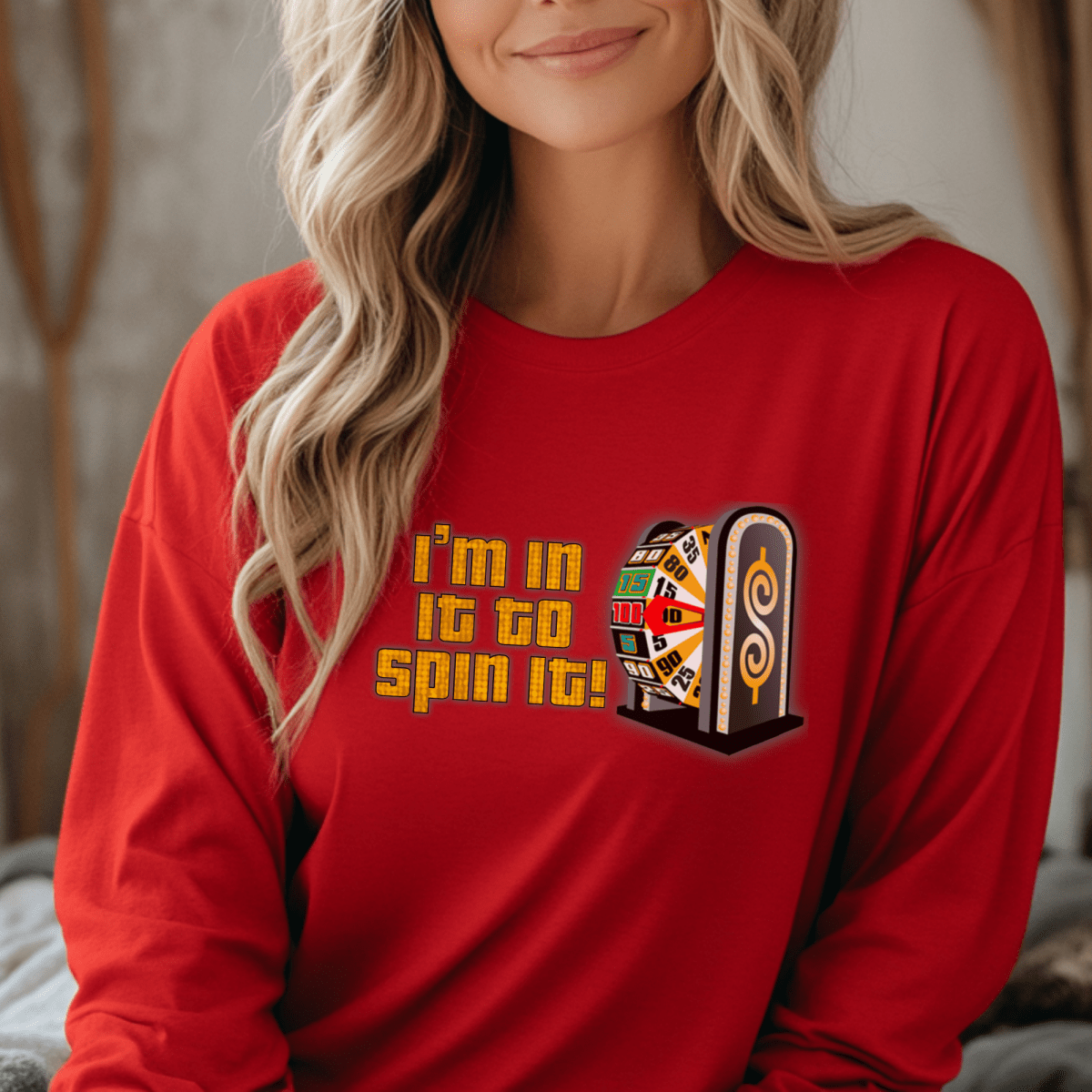In It to Spin It Price is Right Shirt for Fans of the Big Wheel - Red - S - Long