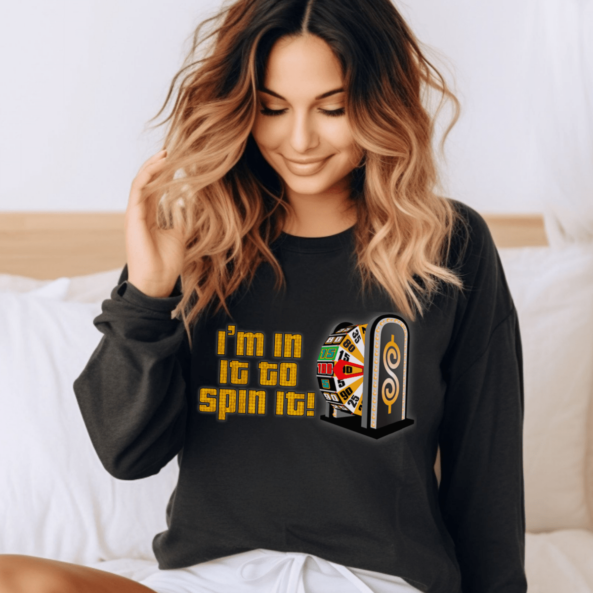 In It to Spin It Price is Right Shirt for Fans of the Big Wheel - Black - S - Long