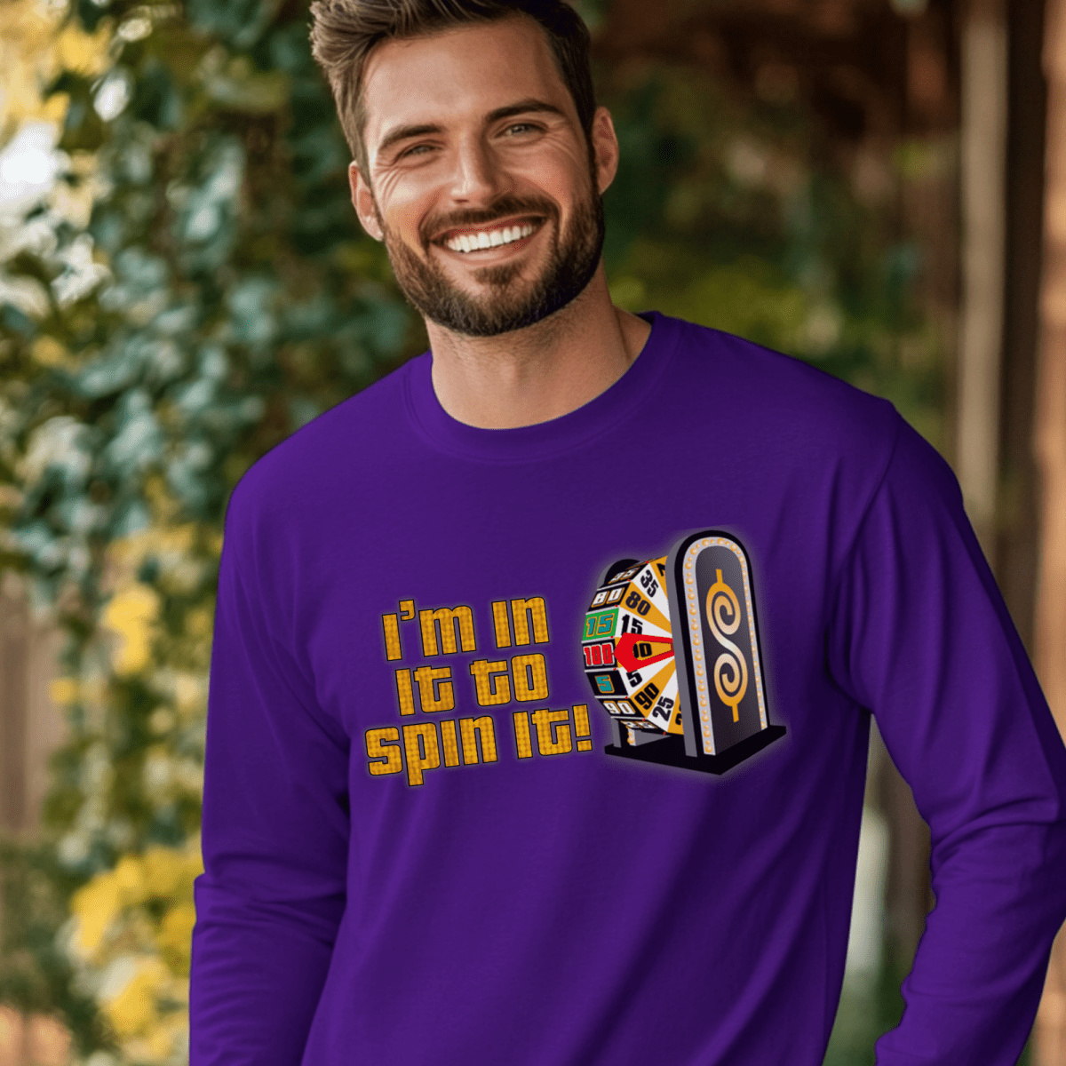 In It to Spin It Price is Right Shirt for Fans of the Big Wheel - Purple - S - Long