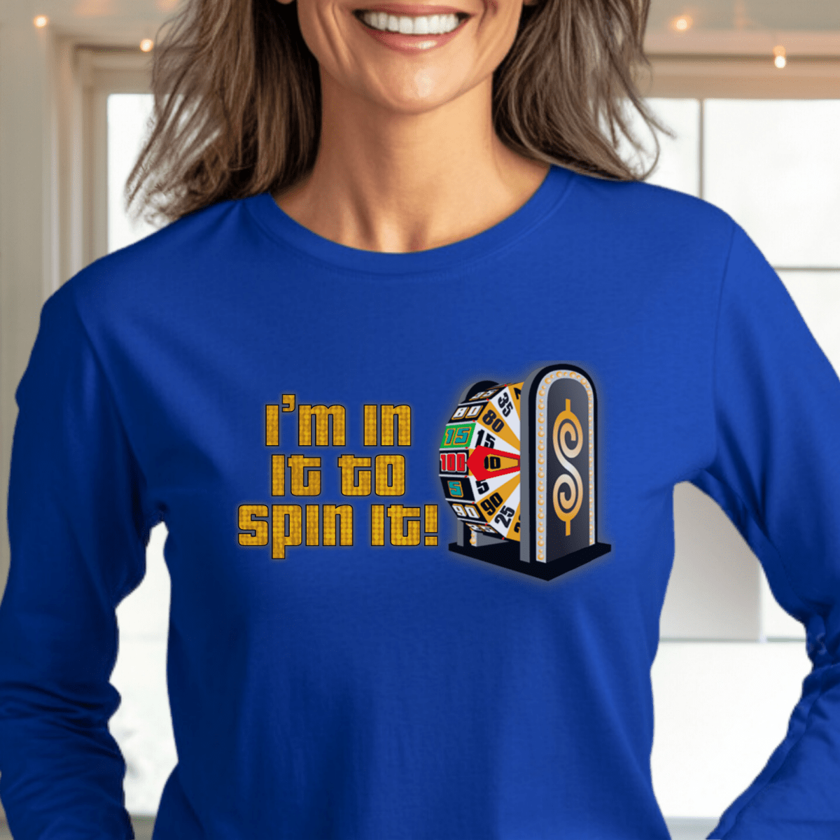 In It to Spin It Price is Right Shirt for Fans of the Big Wheel - Blue - S - Long
