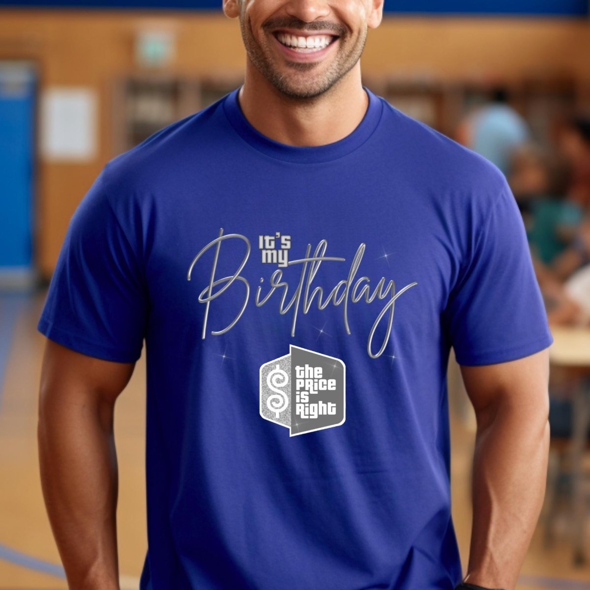 It's My Birthday Price is Right Greyscale Shirt - True Royal - XS -
