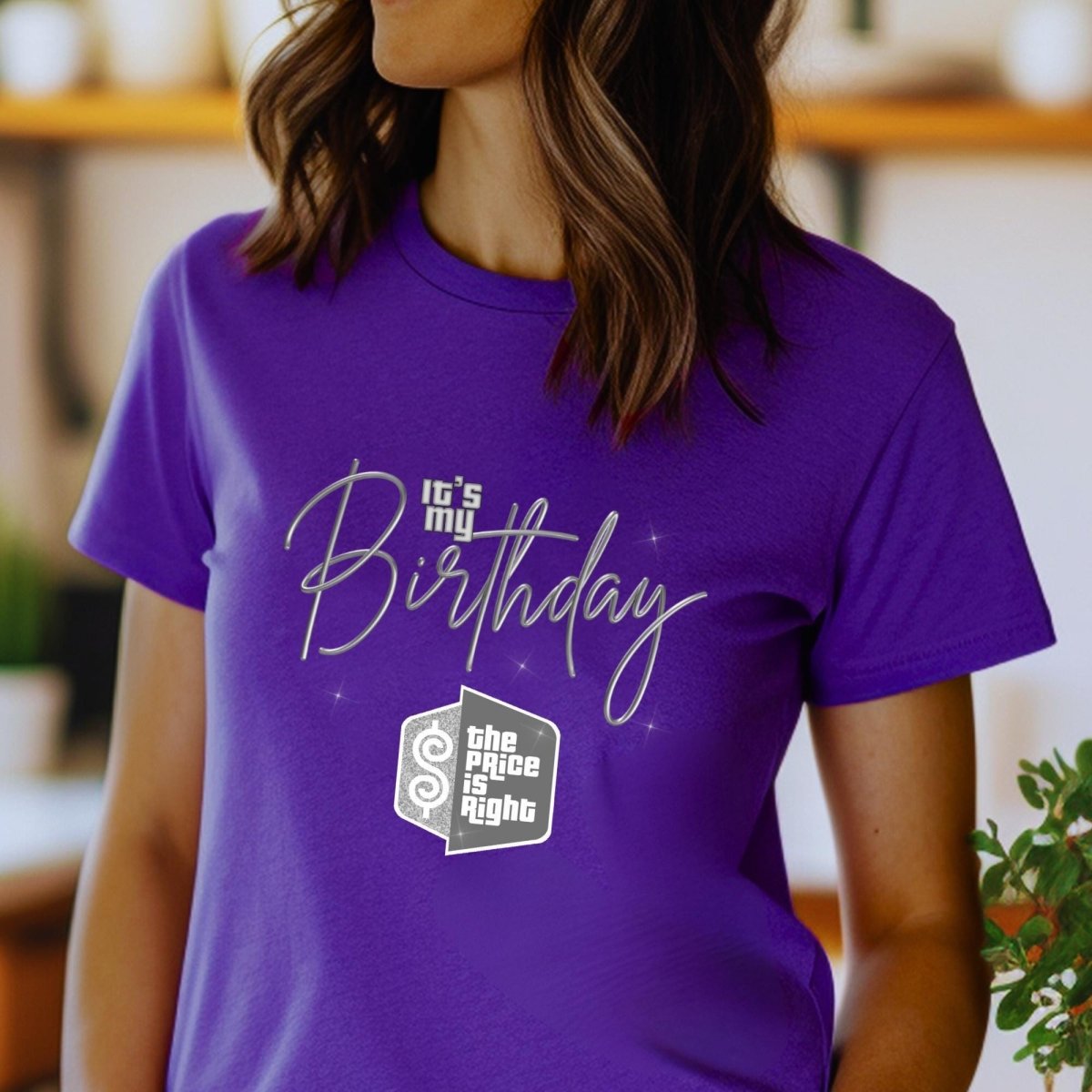 It's My Birthday Price is Right Greyscale Shirt - Team Purple - XS -