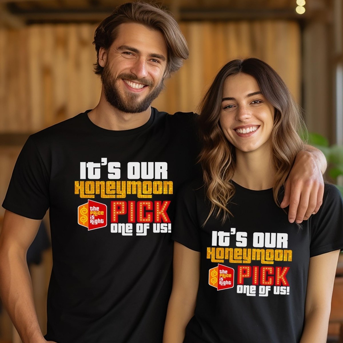 It's Our Honeymoon, Pick One of Us Price is Right Shirt, Funny Newlywed Gift - Black - XS -